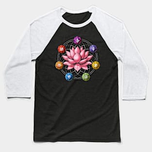 Zen Lotus Chakra Symbols Baseball T-Shirt